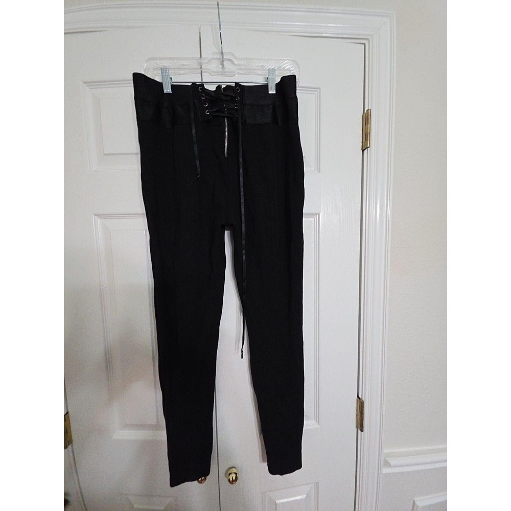Bebe Dress Pants Womens XL Black Lace Up Skinny High Waist Corset Made USA